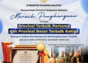 Sulsel Raih Provinsi Terbaik Pertama di Indeks Pembangunan Ketenagakerjaan 2025